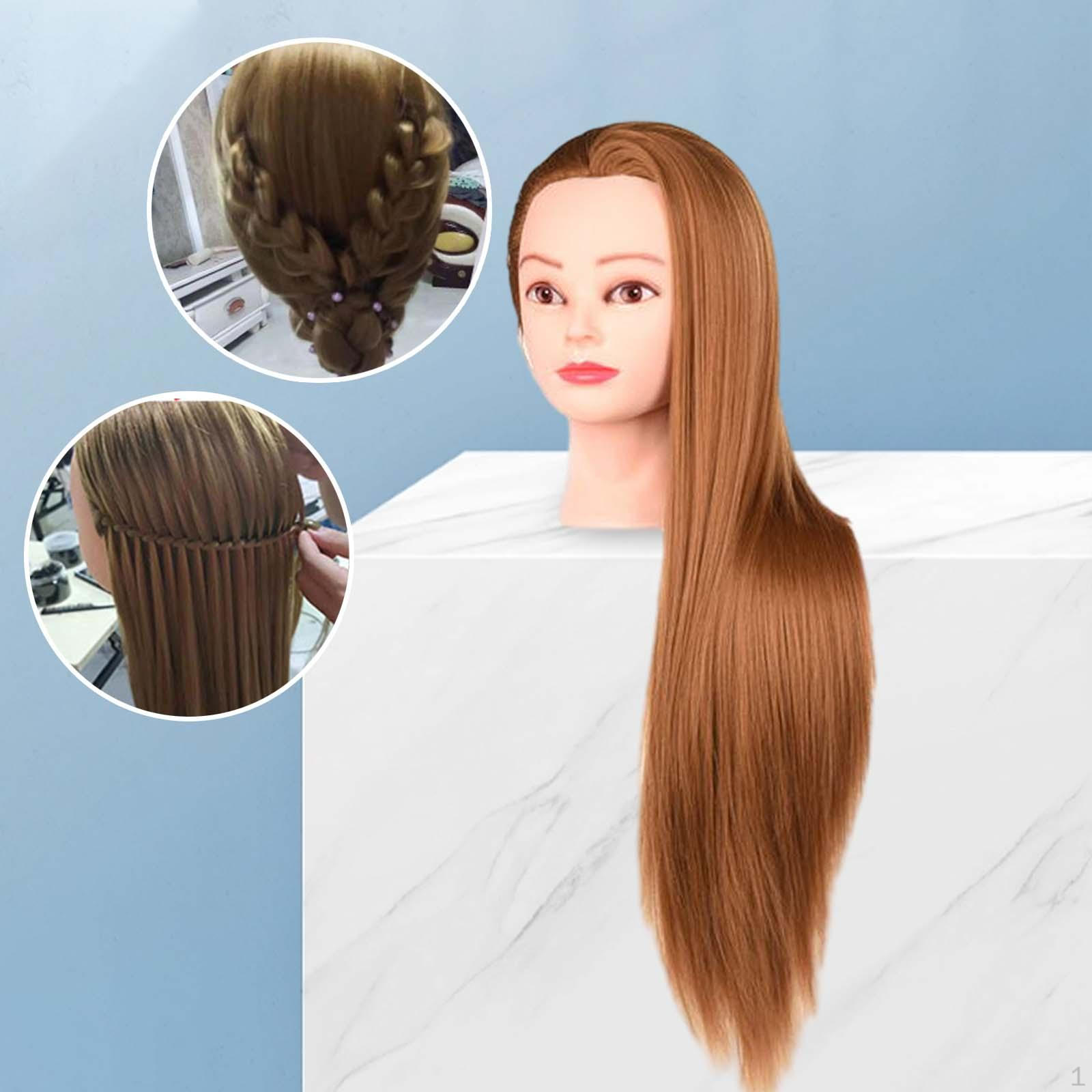 Голова-манекен для парикмахерской практики, манекен с длинными волосами для стилистов Gold with Makeup