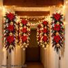 4pcs Simulated Snow Falling Artificial Pine Branch Wall Mounted Poinsettia Flower  Home Party