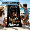 Custom Name Personalized Michael Jackson Print Beach Towel, for Trip Camping Beach Party Home Decor, Birthday Gift for Family & Friends