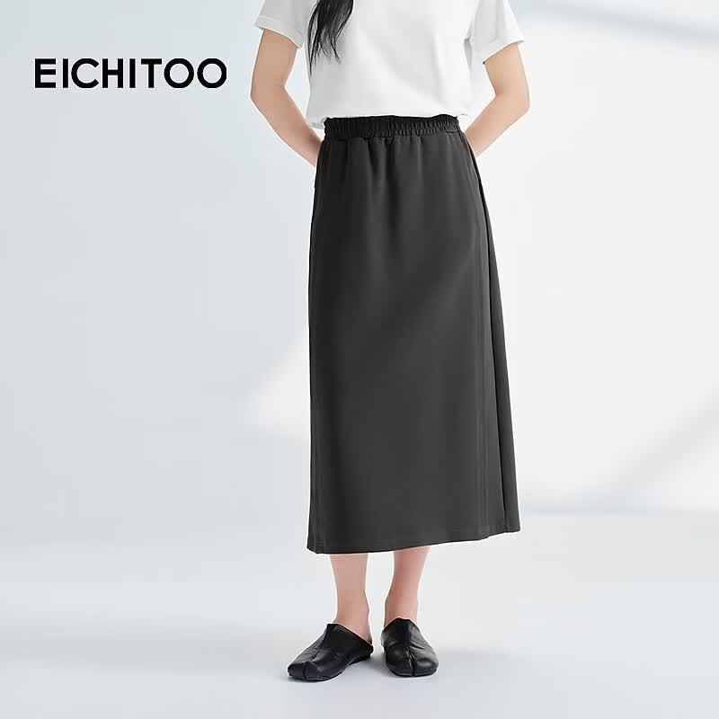 EICHITOO Elegant Gray Midi Skirt S