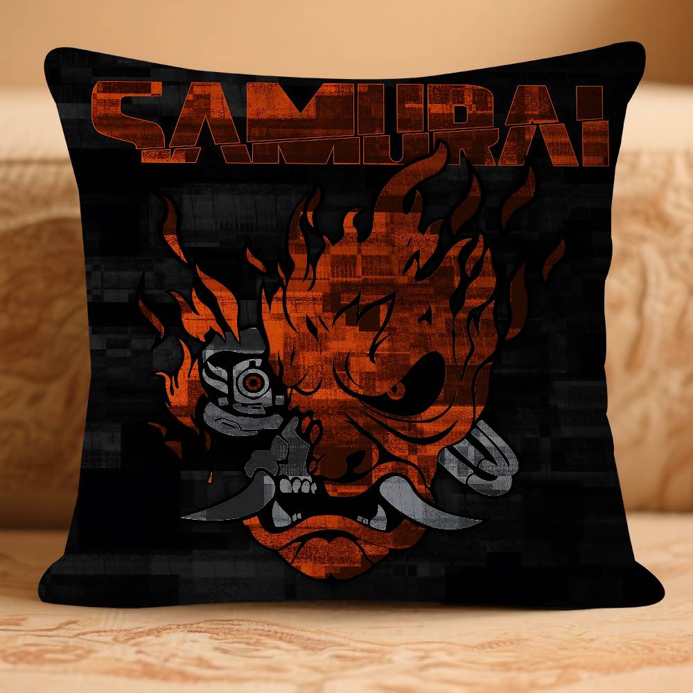 

Наволочка C-Cyberpunk SamuraiS с логотипом, съемная, моющаяся, чехол для подушки – всесезонный мягкий лен 16x16Inch