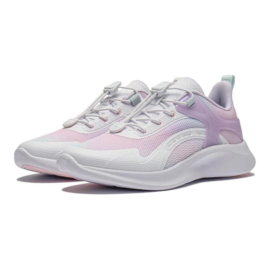 Li Ning Kids Comfortable Non-Slip Wear-Resistant Low-Top Casual Shoes Kids Casual Shoes White Pink Purple YKCU038-2