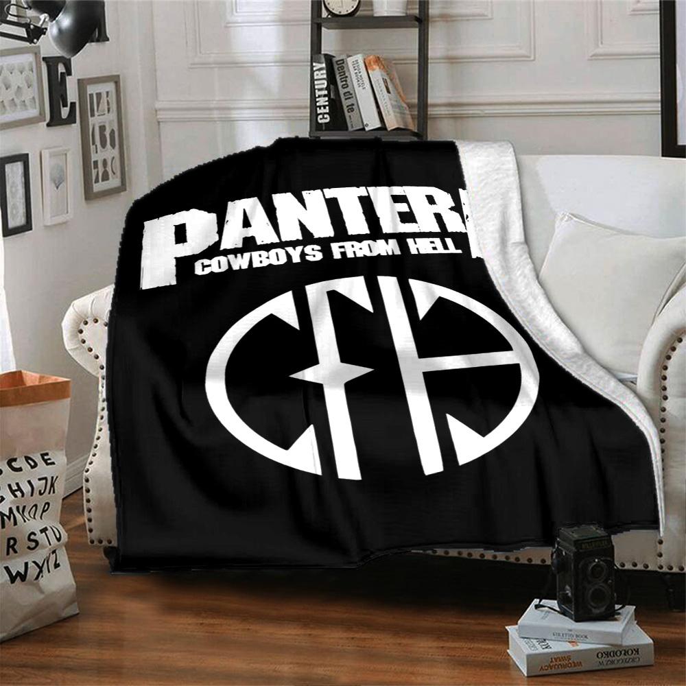 Pantera Cowboys From Hell Band Logo Graphic Print Flannel Blanket Black Background Heavy Metal Rock Soft Throw Blanket Music Fan Home Decor