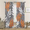 2er Pack Vorhang mit orange-grauem Blatt- und Blumenmuster, aus Polyester, maschinenwaschbar, geeignet für Schlafzimmer und Wohnzimmer.