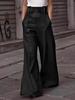 2026 High Waist PU-Leder Schlaghosen mit Taschen - Lässig, Lockerer Schnitt