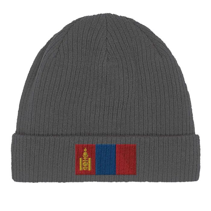 Bonnet Drapeau Mongolie En Gris