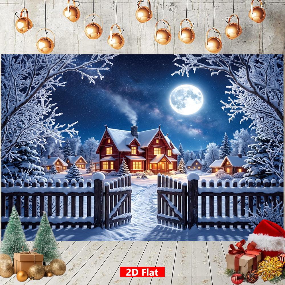 1Pcs Merry Christmas Full Snow House Scene Decoration Background Xmas Backdrop Decorations For Photo Studio Photo Booth Party