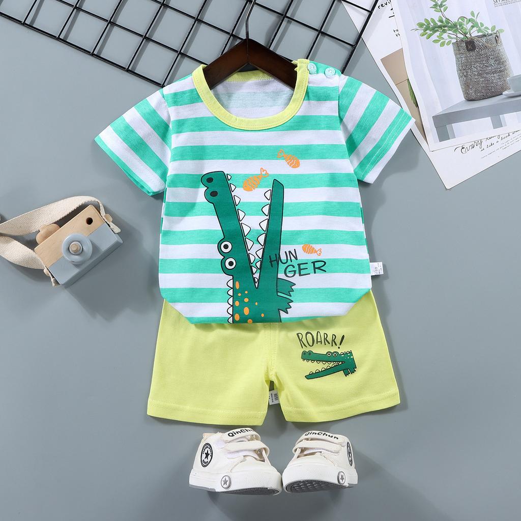 Childrens Short-Sleeve Sets Cotton Boys T-Shirts Baby Summer Clothing Girls Shorts Infant Clothing Summer Clothing