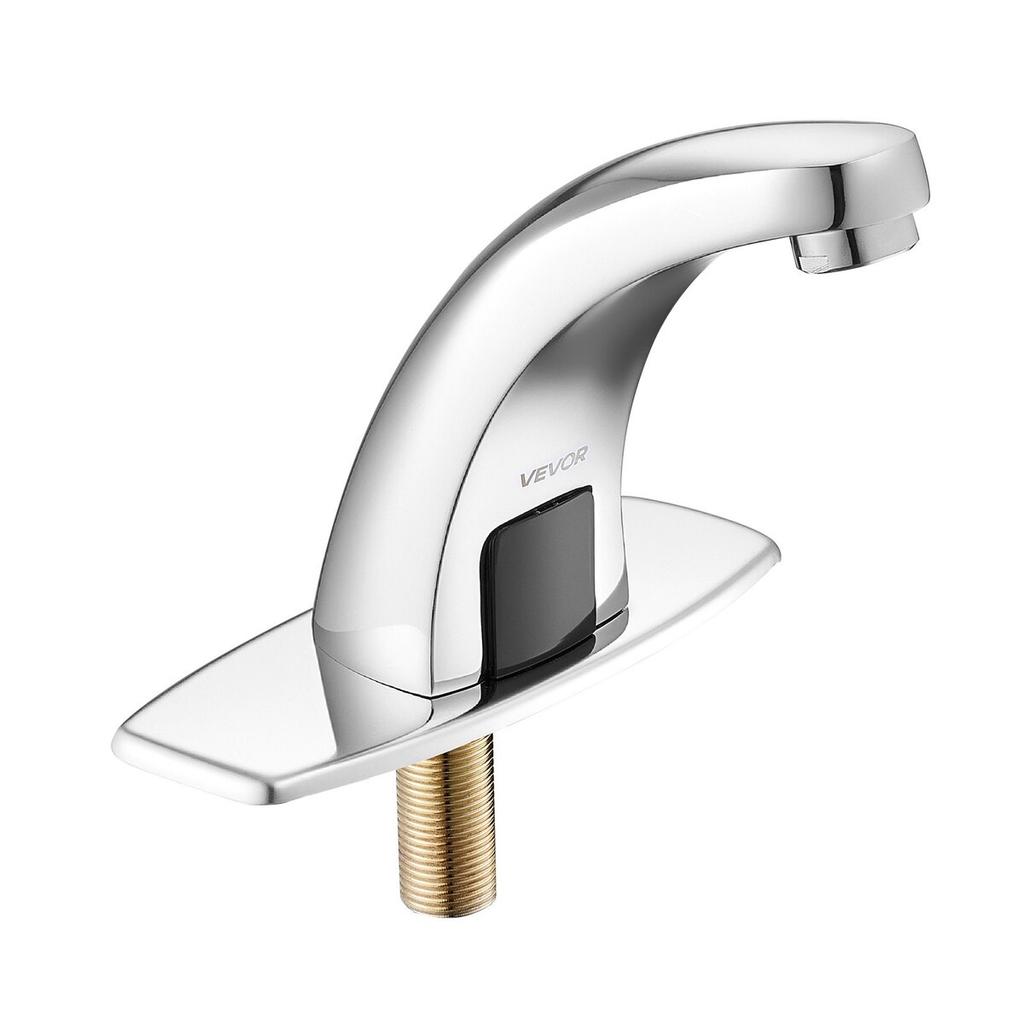 Touchless Bathroom Sink Faucet, Automatic Motion Sensor Restroom Toilet Faucet Cold Water with Hole Cover Plate, Battery Operated for 9.5 Mm Pipe