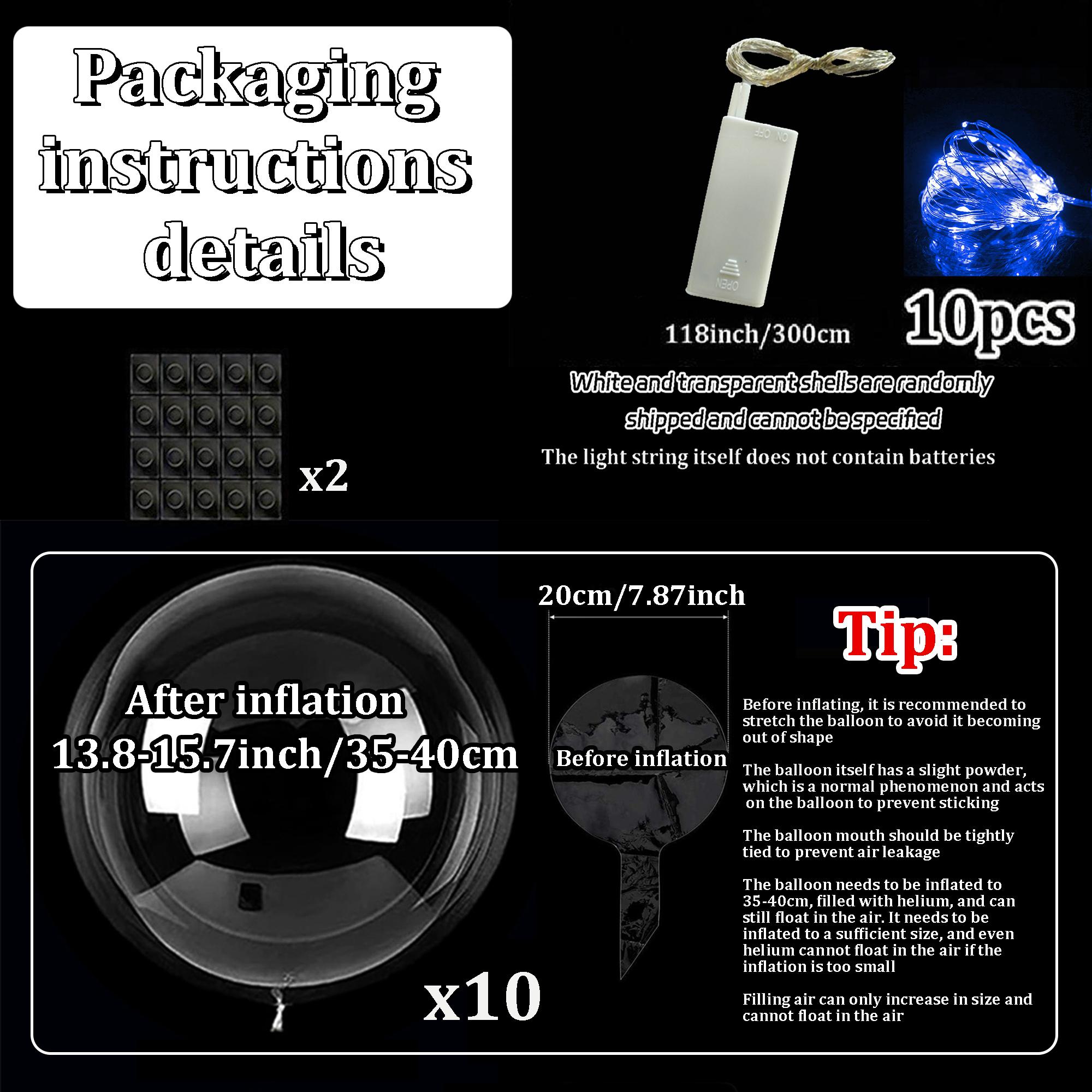 

10pcs/set of LED transparent luminous balloons (excluding internal power) for anniversary, wedding, birthday, party decoration Other