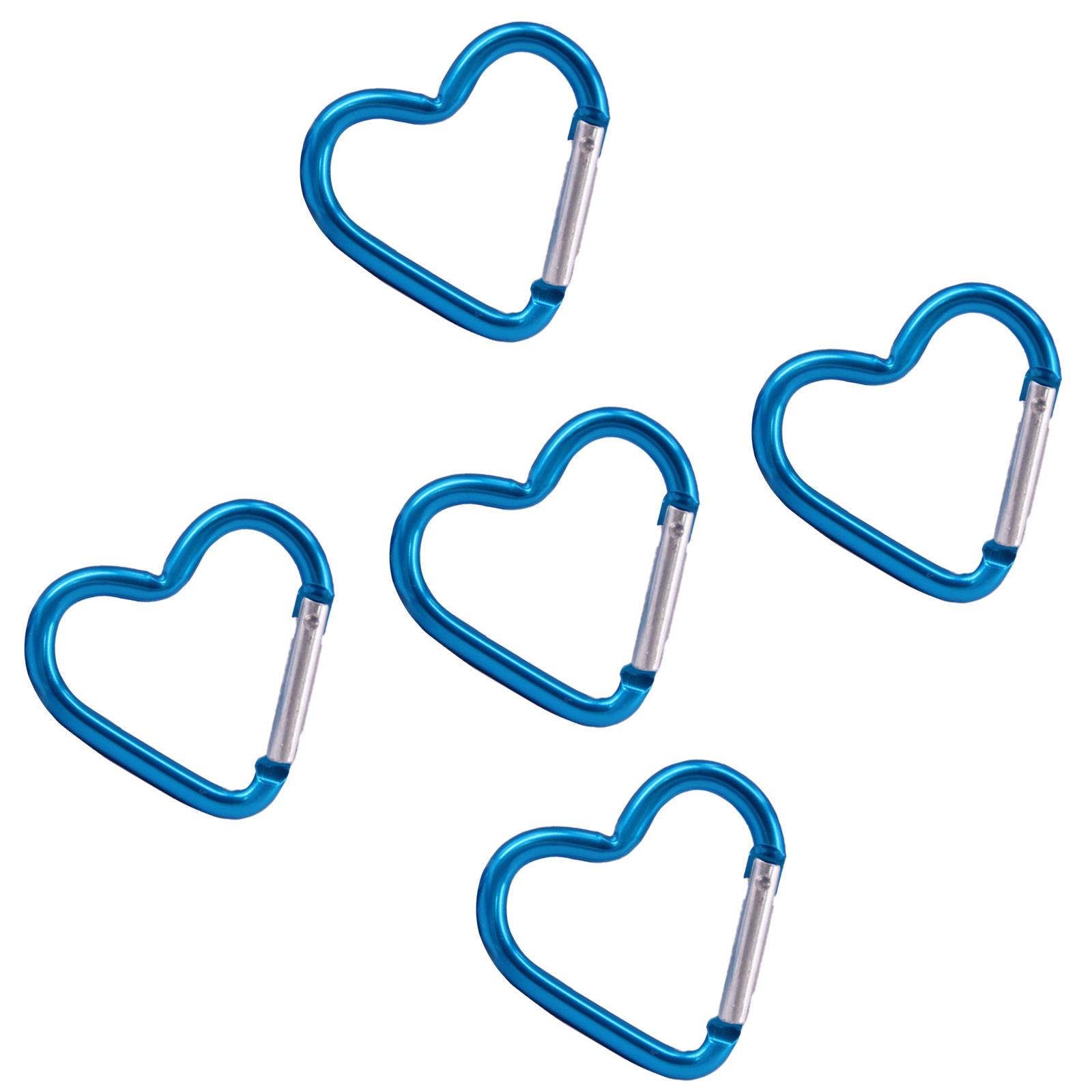

5 шт. пружинный зажим в форме сердца из алюминиевого сплава, брелоки, подвески, пряжки, карабины, брелки, зажимы для сумок, крючки, соединители светло-синий