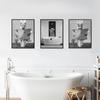Poster im rustikalen Bad-Stil, Vintage, Fuchs in der Badewanne, Toilette, Tier-Badezimmer-Wandkunst, Bilder, schwarz-weiß, lustiges Leinwandbild, Dekor