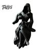 Grim Reaper Figurine Gothic Hooded Lady Figurine, 3D Printed Dark Fantasy Shelf Sitter, Elegant Mysterious Black Robed Women Pouring Tea Sculpture for