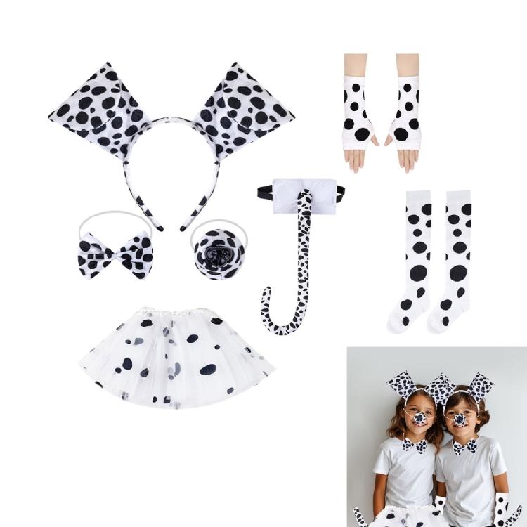 3/4/7Pcs Dalmatian Puppy Costume Set Animal Fancy Dress Costume Kit Accessories for Christmas Halloween Cosplay Party