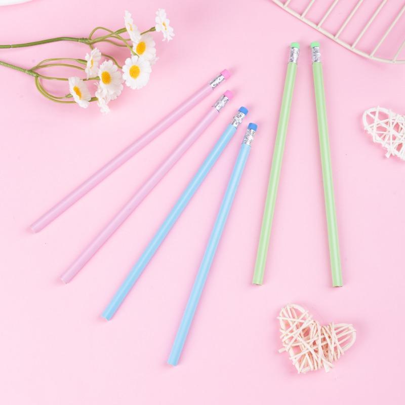 Macaron Triangular Bar Hb Pencil With Eraser Tip For Students Sketching