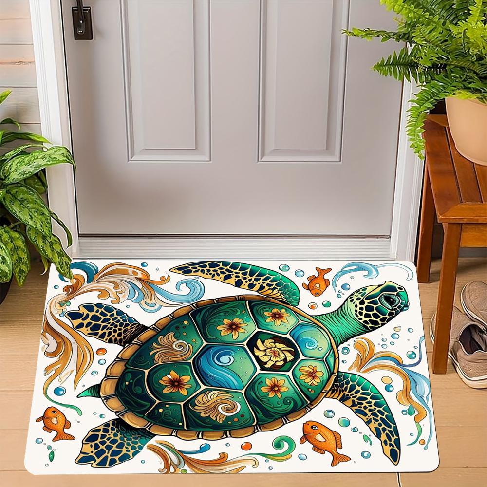 Sea Turtles Printed Kitchen Carpet Living Room Dining Room Laundry Floor Mat Bath Balcony Hallway Non-Slip Door Mat