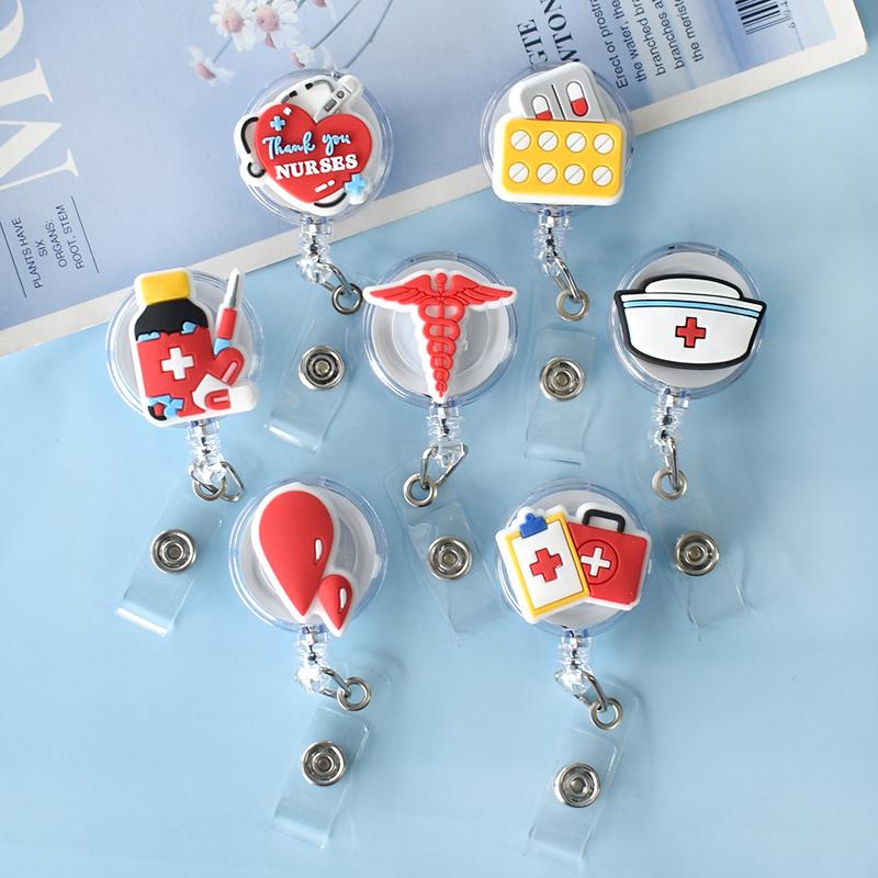 1pc Health Care Retractable Badge Reel Clips for Nurse Doctor Hospital Medical Workers Kawaii Business Card Holder Accessories