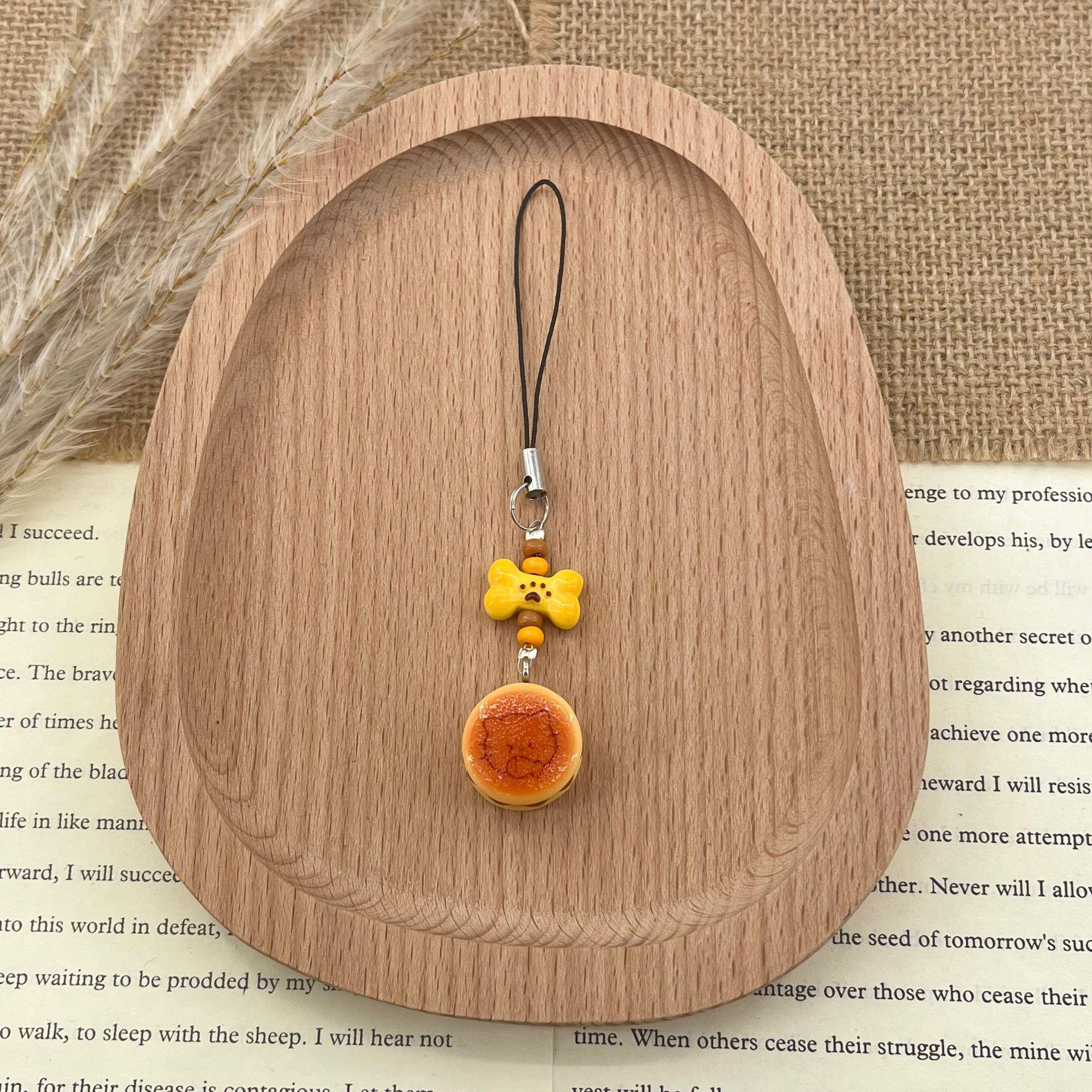 Xiaohongshu Cute Bread Toy Keychain Phone Lanyard Pendant 1