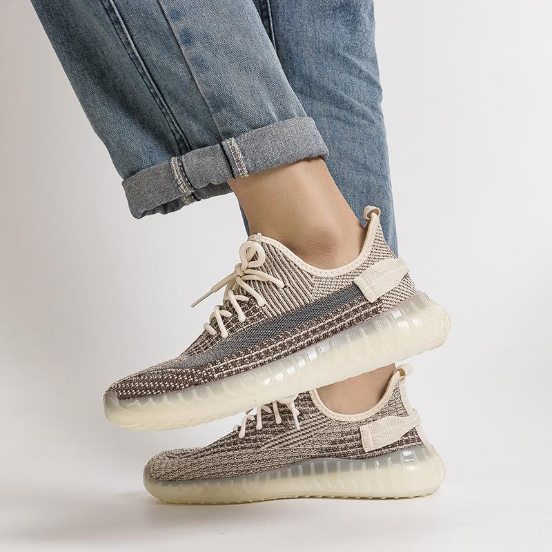 Popcorn versatile fly-woven sneakers men's breathable soft-soled running shoes 2025 spring and summer couple coconut shoes