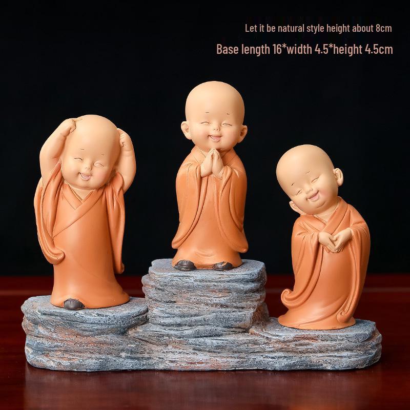 Handmade Cute Little Monk Resin Ornaments for Desktop Decoration