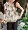 Summer Ink Painting Halter Neck Dress - Gentle, Sweet, Petite Short Skirt