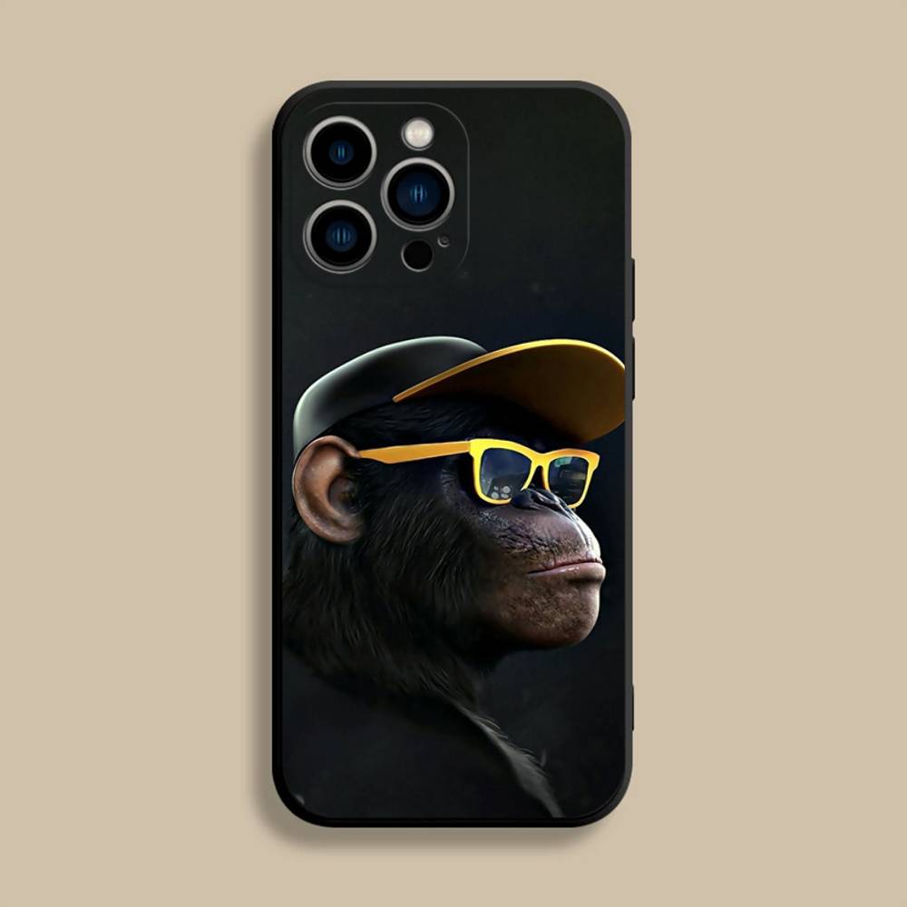 Monkey Gorilla Art Design Phone Case For iPhone 17,16,15,14,13,12,Pro,Max,Plus,E,SE4,Air,Mini Black Soft Cover
