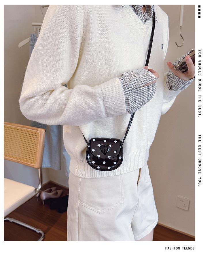 Argyle Polka Dot Mini Crossbody Bag for Girls - Cute Handheld Shoulder Bag