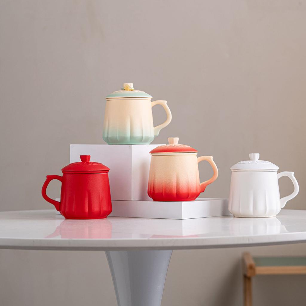 Kiln Change Splendid Lotus Flower Brewed Tea Ceramic Teacup Couple Cup Creative High-End Tea Separation Cup Water Cup