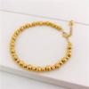 Glossy Imitation 3D Hard Pure Couple's Gold Plated Carven Design Lucky Round Beads Gold-Plated Bracelet