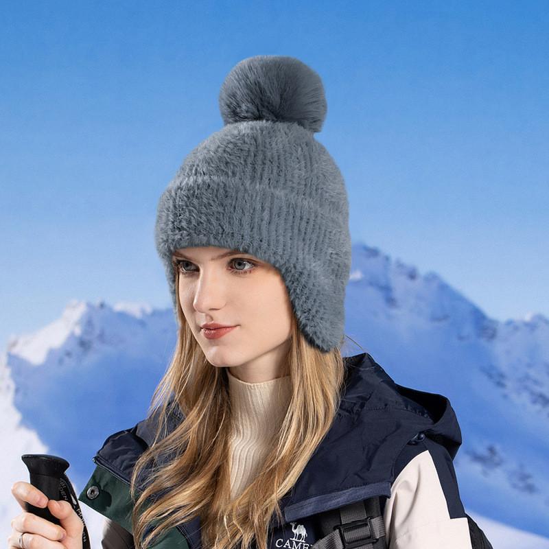 Winter Knit Cap With Earmuffs And Windproof Design For Men And Women Travel Gear