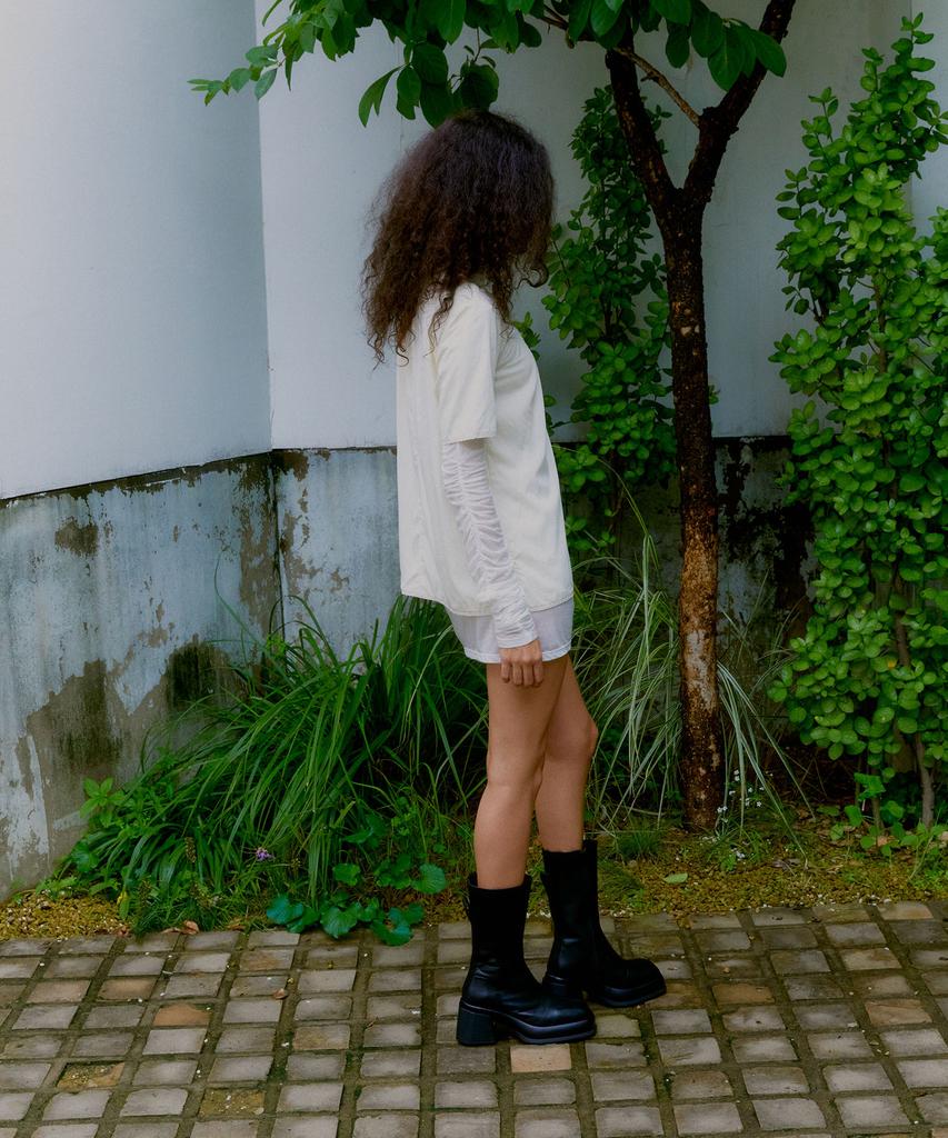 PROVO Asymmetrical Short Sleeve Blouse / Ivory