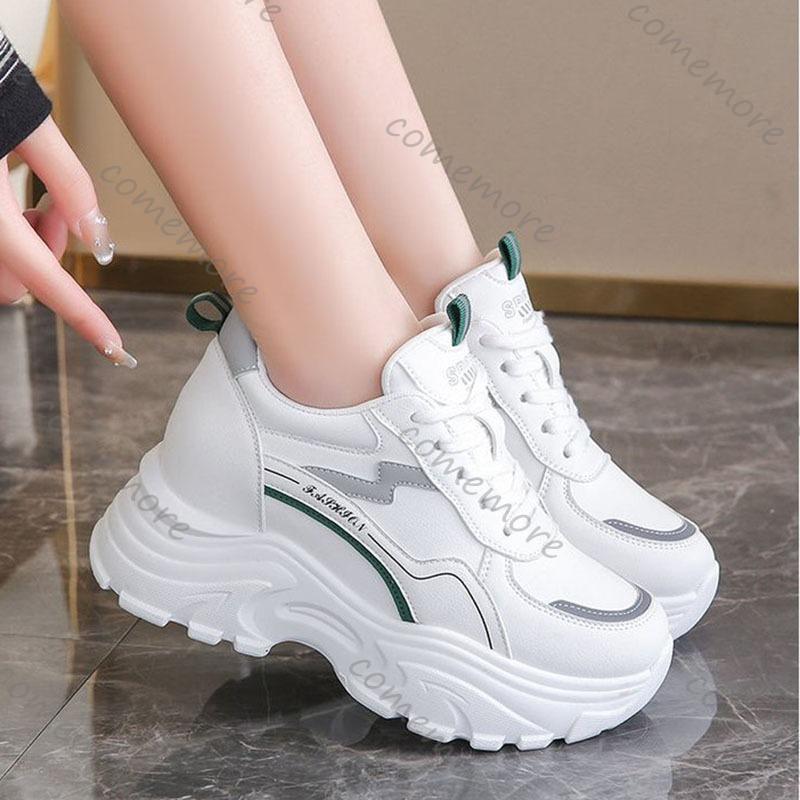 Fashion Comemore Inner Height Casual Women Sneakers Spring Autumn New Thick Bottom White Sports Daddy Shoes 7cm Chunky Heeled Tenis Shoe