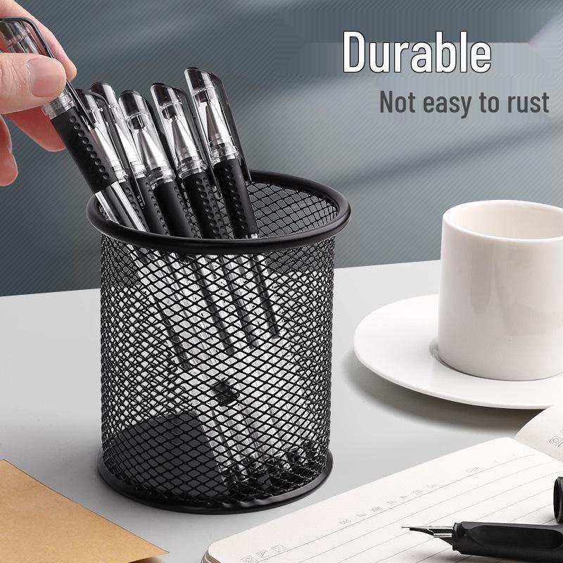 Minimalist Metal Pen Holder - Creative Desk Organizer and Stationery Storage Box