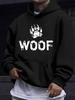 American/European Style Unisex Autumn/Winter Printed Hooded Long-Sleeve Sweatshirt, WOOF Paw Print Dog Hooded Sweatshirt, Cute Pet Simple Pattern, Dai