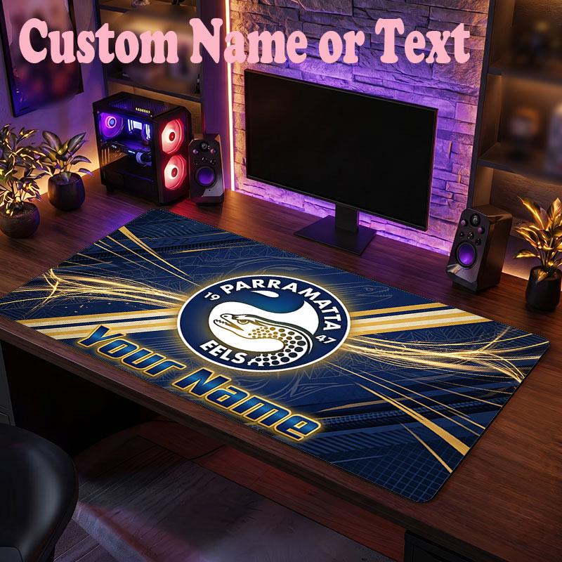 Parramatta Eels Customized Name Text Mouse Pad, Large Desk Mouse Mat Personalized Home Office Present