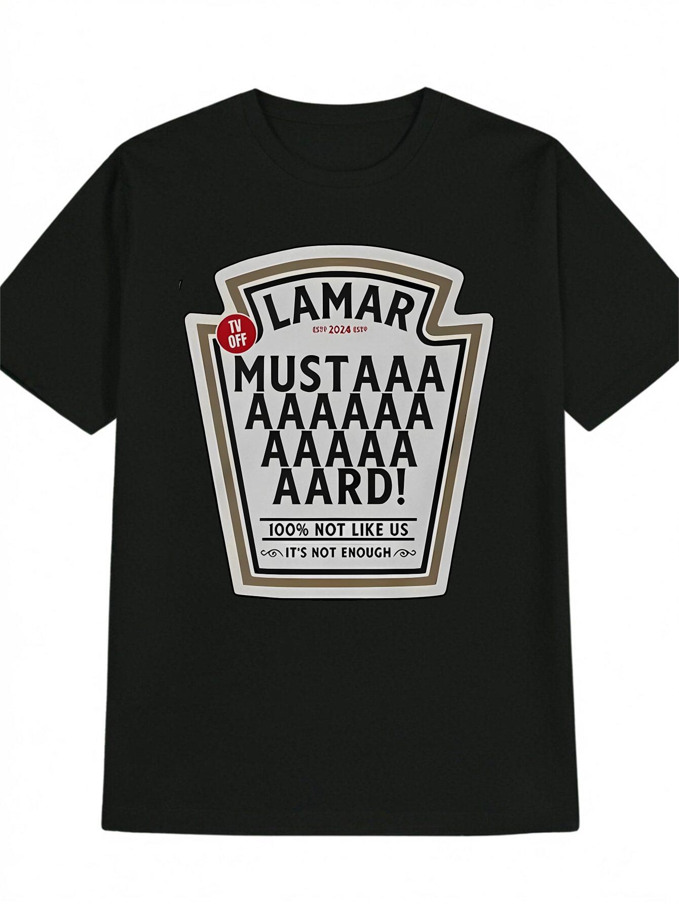 

LAMAR Casual Graphic T-shirt - Bold Letter Print Round Neck Summer Tee XXXL