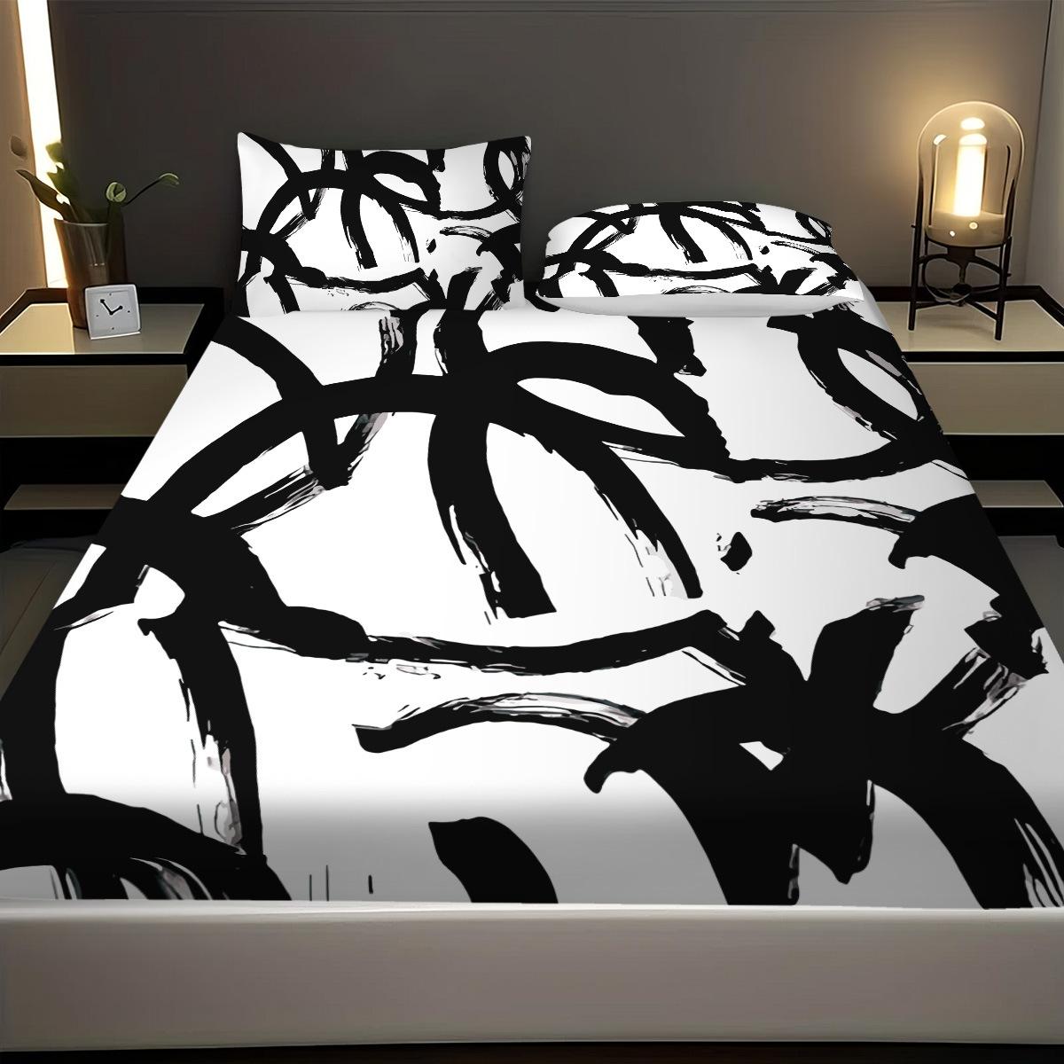 

Brown Wavy Stripes Printed Fitted Sheet Spiral Lines for Teens Bedding Set Abstract Artwork Geometric Stripes Decor 152x203cm