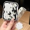Tinte Schmetterling Klappbarer Schminkspiegel Tragbarer Taschenspiegel Frauen Rechteckiger Kosmetikspiegel mit Kamm