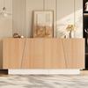 Sideboard, Living Room Cabinet, Geometric Groove Structure, 4 Doors, 2 Separate Storage Spaces, Height-Adjustable Shelves