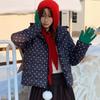 Cotton clothes women's short sweet fashion casual loose hooded bread clothes printed polka dot jacket tide