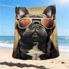 1pc French Bulldog Print Outdoor Blanket, Lightweight Polyester,