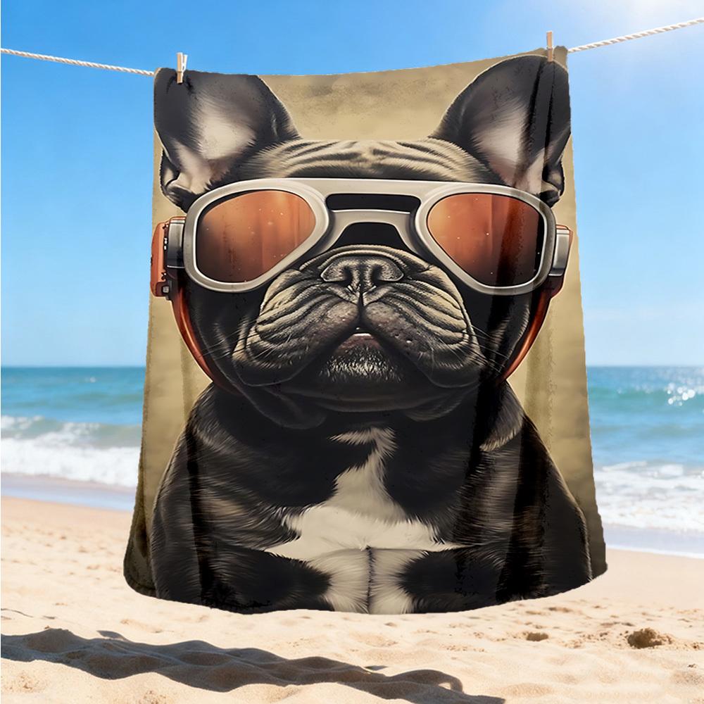 1pc French Bulldog Print Outdoor Blanket, Lightweight Polyester,