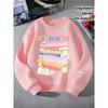Kids Unisex Crewneck Sweatshirt, It's Okay To Positive Quote Stacked Book Floral Alarm Clock Print Soft Fleece Pullover For Kids Over 4 Years Old