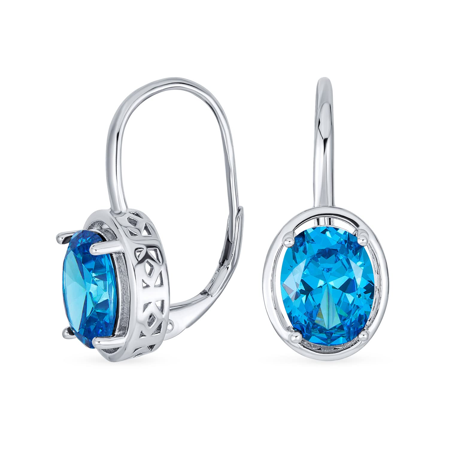 

Серьги London Blue CZ AAA 925 Silver Openwork Leverback с овальной застежкой 9x7 мм карат [Bling Jewelry] 3.60