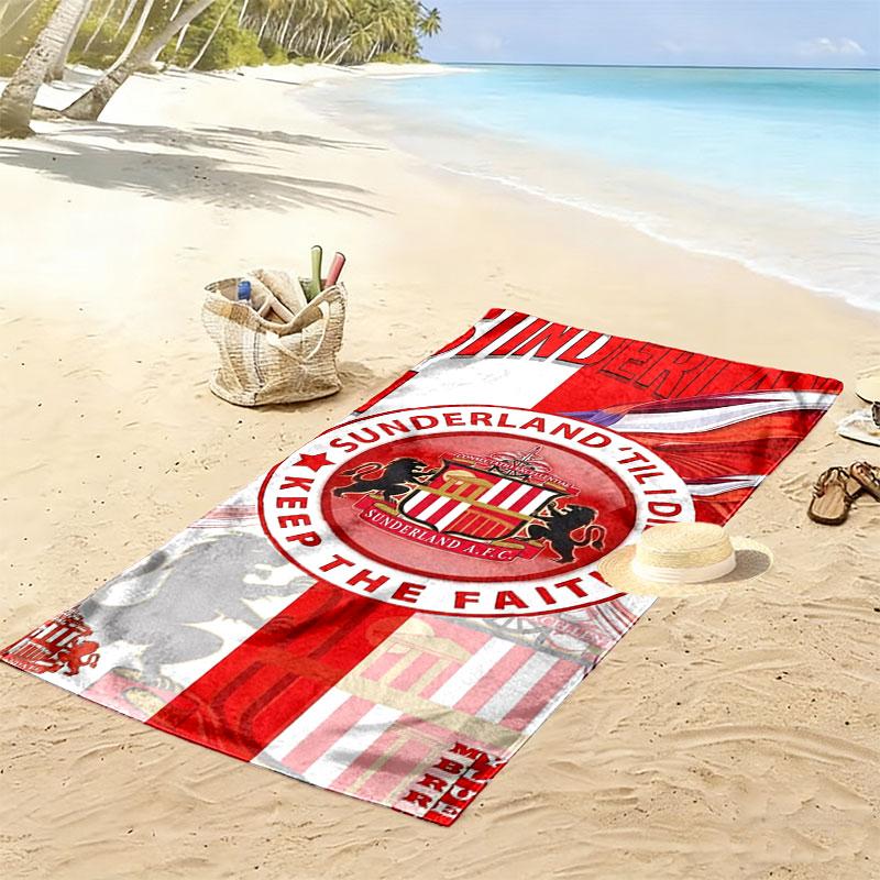 Asciugamano da Spiaggia con Stampa del Logo del Sunderland Association Football Club, Asciugamano Grande Morbido Asciugatura Rapida per Spiaggia Campeggio Nuoto