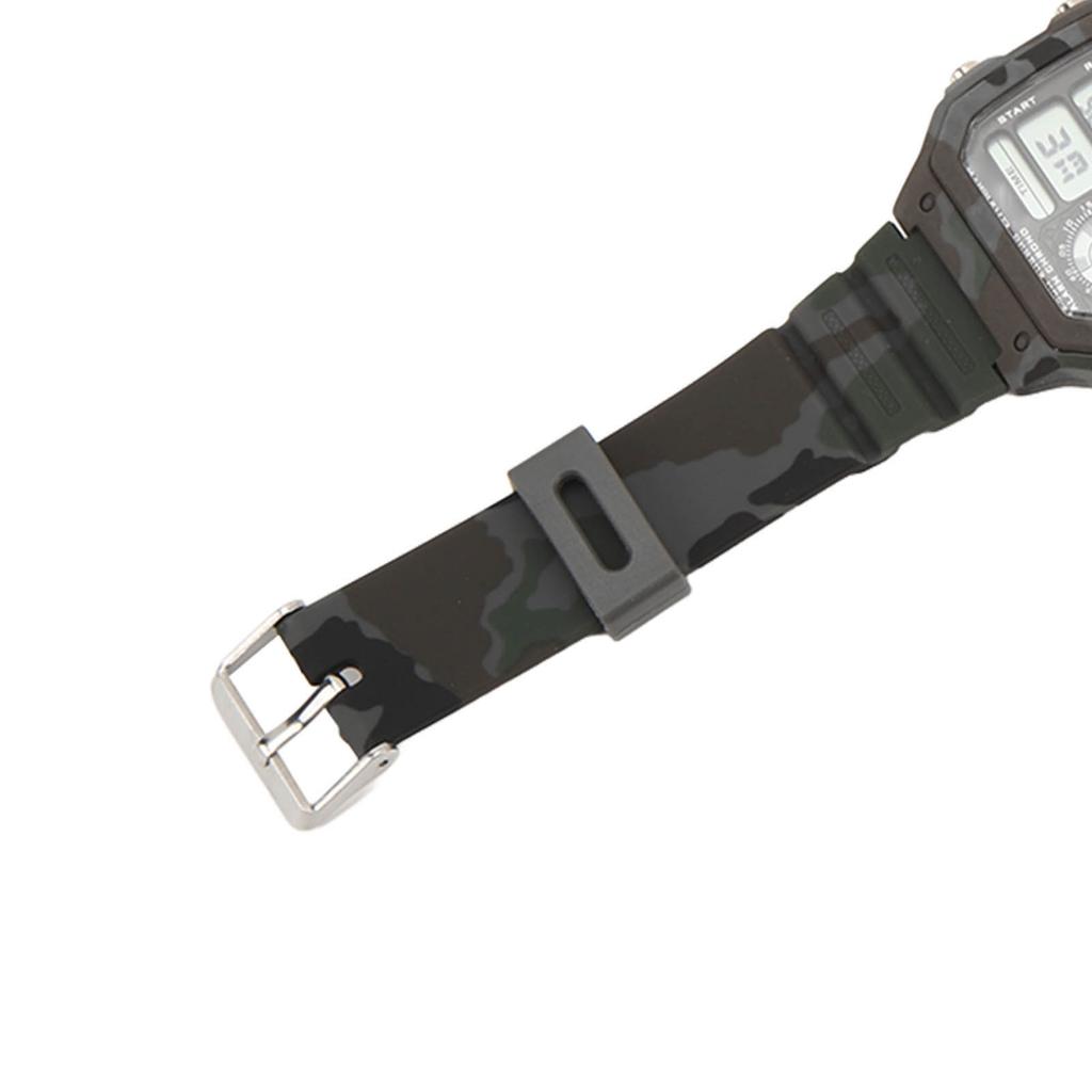 Digital Watch Multi Function Fashion Square Luminous Waterproof Outdoor Sports Chronograph Watch Camouflage Gray