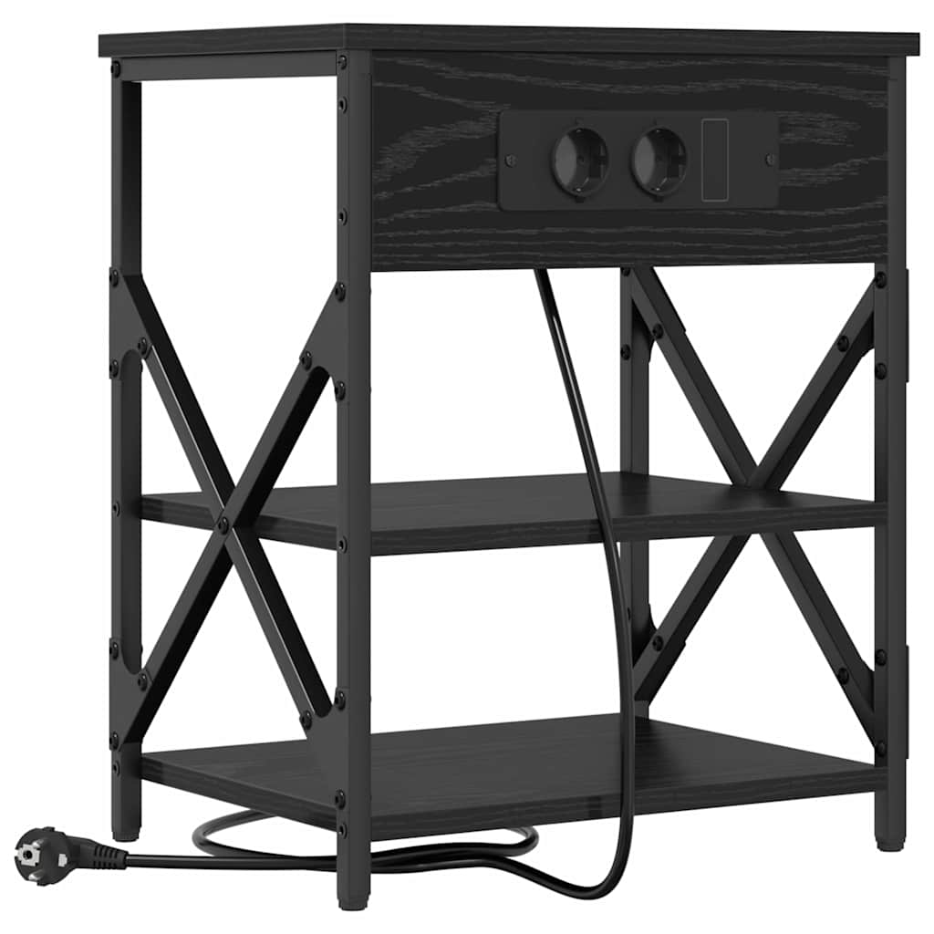Nightstand with Shelf 2 Pcs Black Oak Effect 41 X 31 X 51 Cm