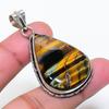 Natural Tiger Eye Gemstone Handmade 925 Sterling Silver Pendant 1.97" AP-15620