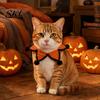 Soft Pet Bib Knitted Star Bib, Handmade Shape Cat Crochet Small Dog with Black Pom-poms for Cats Dogs Halloween Outfit Five-pointed