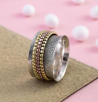 Anxiety Spinner Ring, 925 Sterling Silver, Boho Spinner Ring, Meditation Ring, Handmade Ring, Perfect Gift Ring, Gift For Her, Birthday Gift